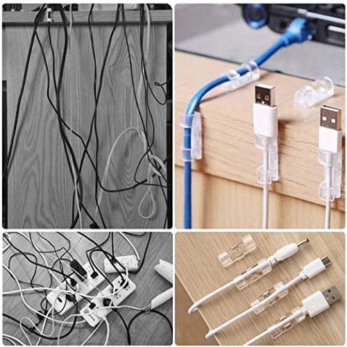 Wire Organizer Cable Management Clip Desktop Cord Hook with Improved Stronger Adhesive Tape